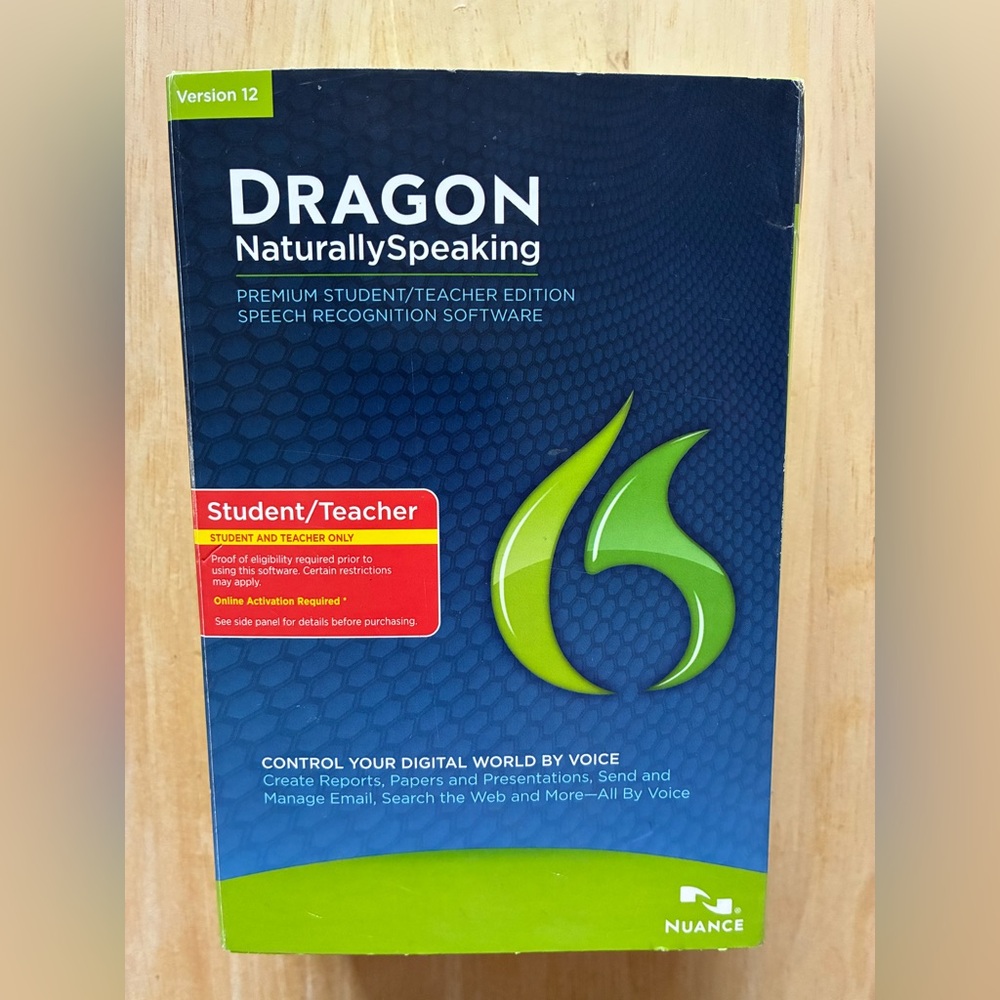 Dragon Naturally Speaking Version 12 Premium Student/ Teacher - not used